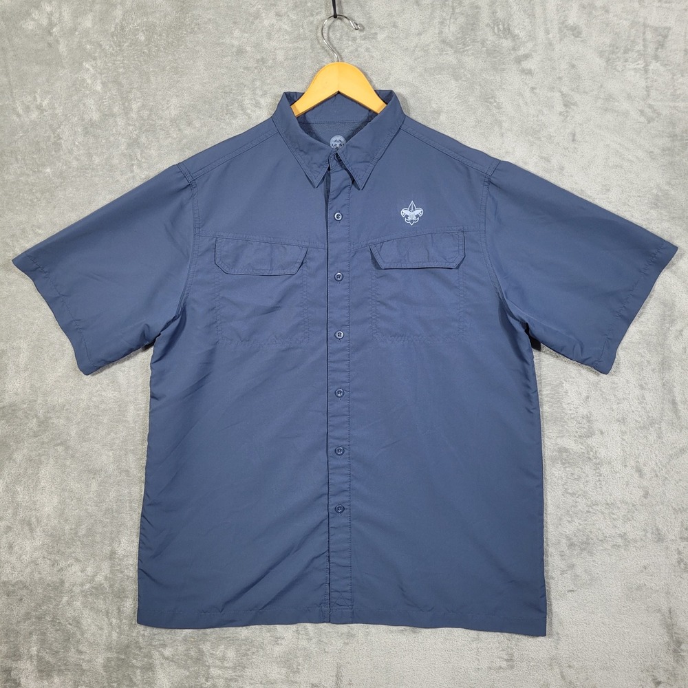 Boy Scouts of America Shirt Mens Adult Large Short Sleeve Button Up Utility Blue